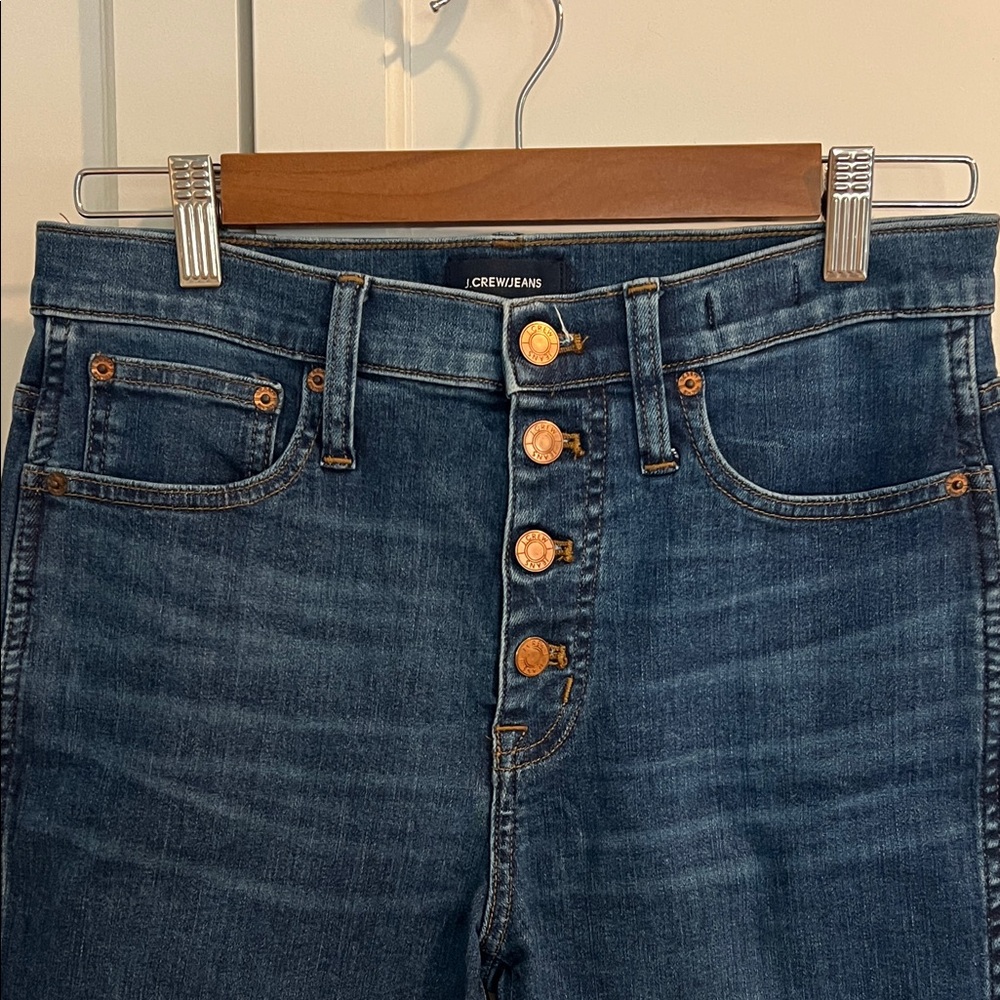 J. Crew High-Rise Button-Fly Jeans in Dark Blue Wash